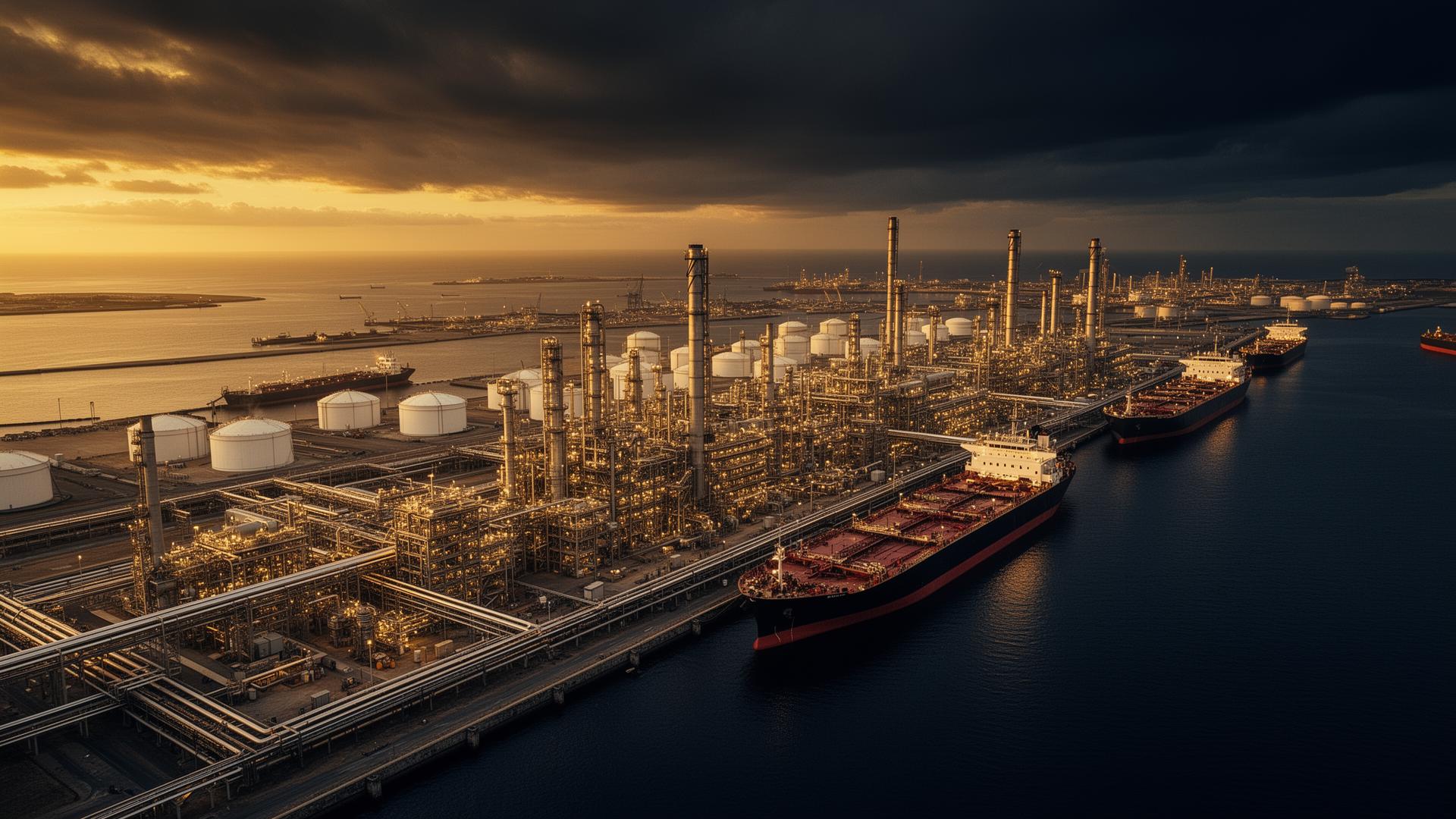 Global oil refinery and shipping port